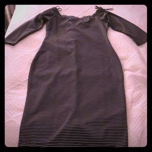 Zara Dresses - Black & White Striped Off the Shoulder Midi Dress Zara Dresses - Black & White Striped Off the Shoulder Midi Dress